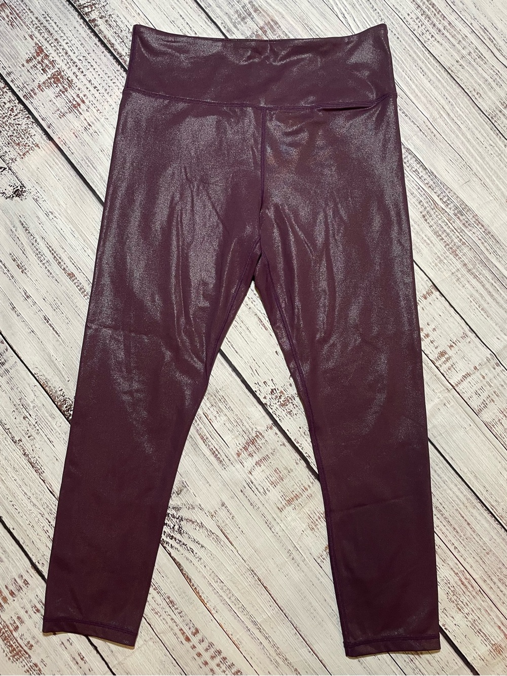 ZYIA Active Metallic Plum Light 'n Tight leggings. Size 12.